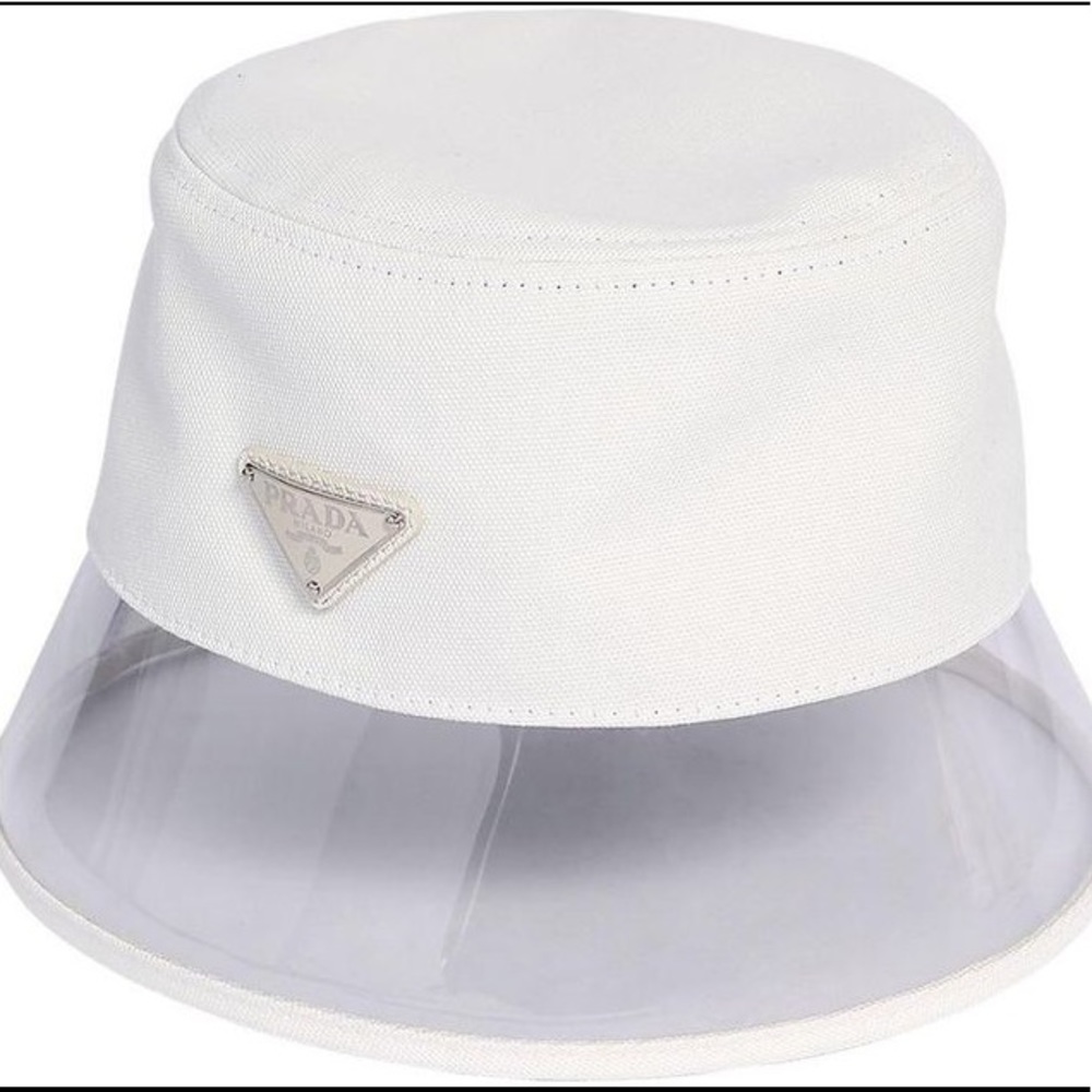 Prada bucket hat with clear brim